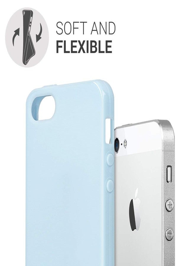 كي دابليو موبايل جراب سيليكون TPU من kwmobile لهواتف Apple iPhone SE / 5 / 5S - غطاء هاتف واقٍ مرن وناعم ماص للصدمات - أسود مطفي أزرق 33098.58 - Image 3