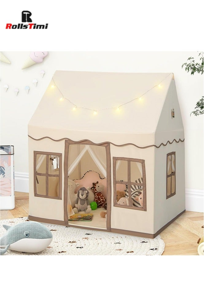 RollsTimi  Large Kids Tent Playhouse Base Fabric with Star Lights, Flags and Tote Bags, Kids Play Tent Indoor & Outdoor, Washable Teepee Tent for Boys & Girls, Play House for Toddler  - Image 1