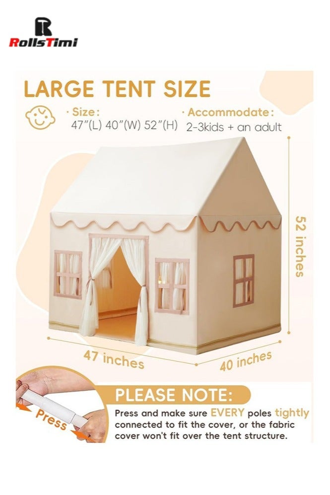RollsTimi  Large Kids Tent Playhouse Base Fabric with Star Lights, Flags and Tote Bags, Kids Play Tent Indoor & Outdoor, Washable Teepee Tent for Boys & Girls, Play House for Toddler  - Image 3