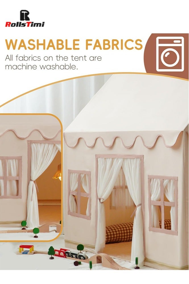 RollsTimi  Large Kids Tent Playhouse Base Fabric with Star Lights, Flags and Tote Bags, Kids Play Tent Indoor & Outdoor, Washable Teepee Tent for Boys & Girls, Play House for Toddler  - Image 5