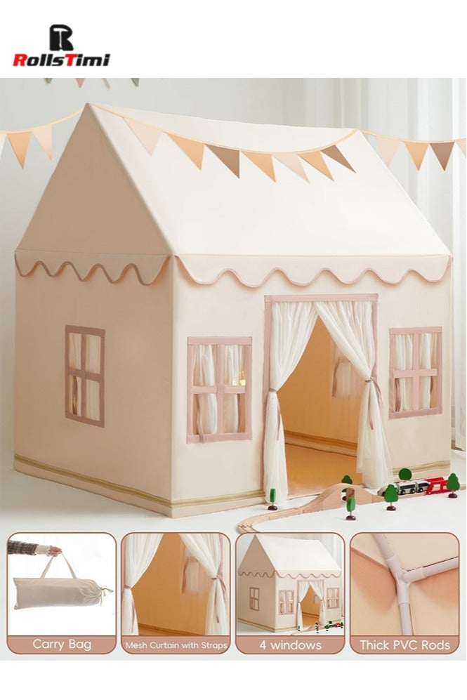 RollsTimi  Large Kids Tent Playhouse Base Fabric with Star Lights, Flags and Tote Bags, Kids Play Tent Indoor & Outdoor, Washable Teepee Tent for Boys & Girls, Play House for Toddler  - Image 2