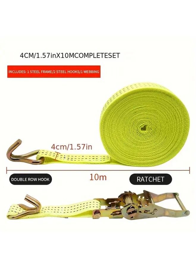 Heavy Duty Green Ratchet Strap 4x10 Adjustable Metal Clamp Non Slip Reusable Cargo Tie Down - Image 1