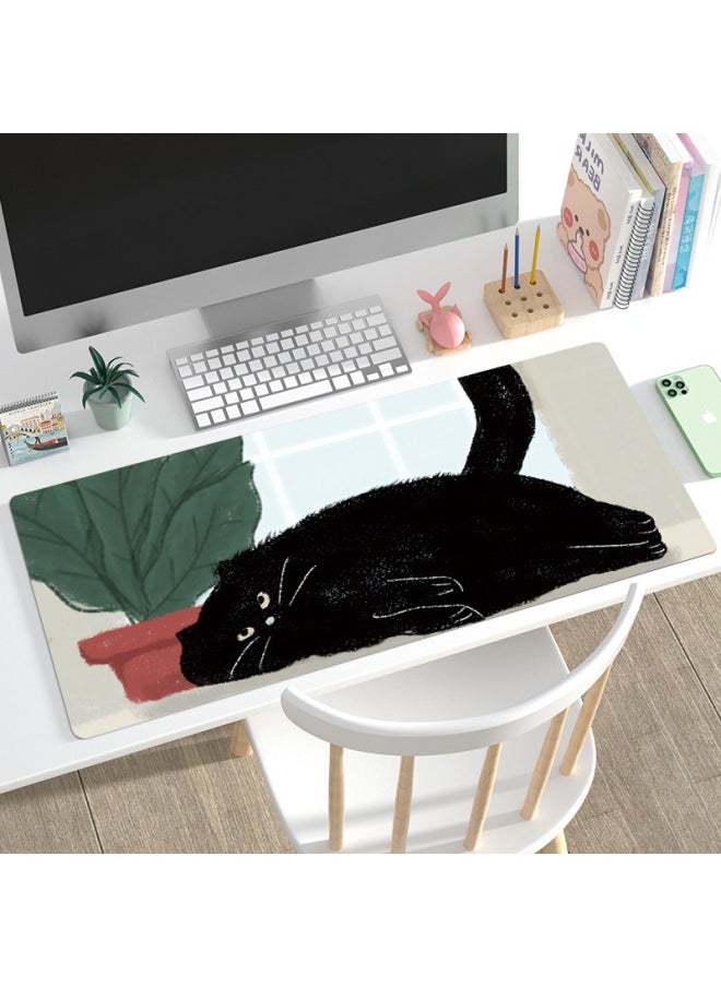 Cute Cat Cartoon Mouse Pad Extra Simple Japanese Style Computer Desk Mat Anti-slip Lock Edge Internet Cafe E-sports Mat-Color:600*300*5mm-Pattern:F-A25-03  - Image 1