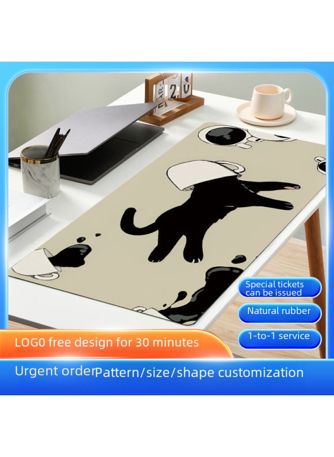 Cute Cat Cartoon Mouse Pad Extra Simple Japanese Style Computer Desk Mat Anti-slip Lock Edge Internet Cafe E-sports Mat-Color:600*300*5mm-Pattern:F-A25-03  - Image 2