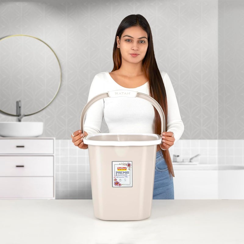 RATAN PLASTICWARE Premia Bucket 18L X 1 Desert RoseLight Weight and Easy to CarryPerfect for Use in Bathrooms Kitchen Wet Utility Areas - Image 3