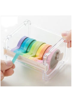 KASTWAVE Tape Cutter Holder with Making Tape, Clear Making Tape Dispenser, Transparent Tape Dispenser Roll Tape Holder for Gift Wrapping Scrapbooking Cards Diary DIY  - Image 3