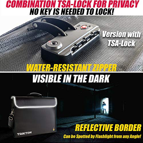 TRIKTON Fireproof and Waterproof Document Bag XL 16x12x3.5 with TSA Lock, Fits Legal Files, High-Viz Design, Lock Box for Travel and Documents, Developed by USA Engineers and Firefighters (Black) - Image 2