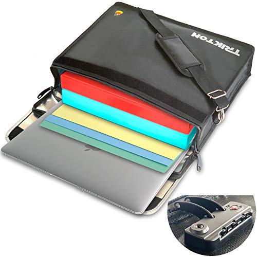 TRIKTON Fireproof and Waterproof Document Bag XL 16x12x3.5 with TSA Lock, Fits Legal Files, High-Viz Design, Lock Box for Travel and Documents, Developed by USA Engineers and Firefighters (Black) - Image 1