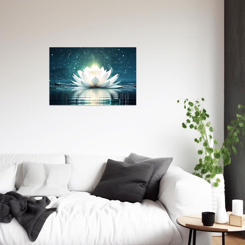 CCWACPP Zen Wall Art - White Lotus Canvas Painting - Image 3