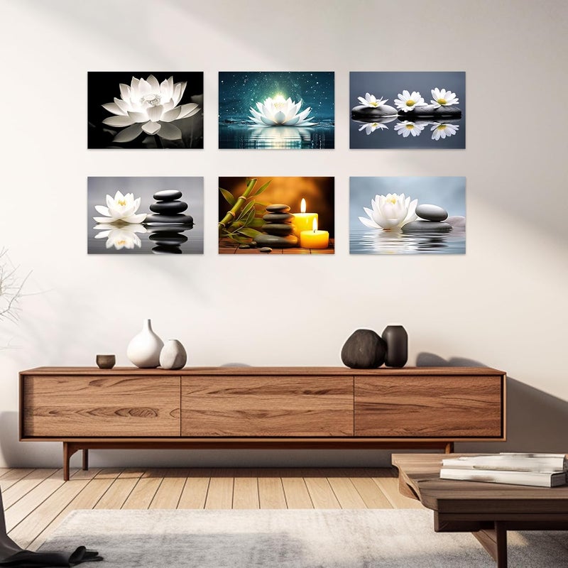 CCWACPP Zen Wall Art - White Lotus Canvas Painting - Image 5