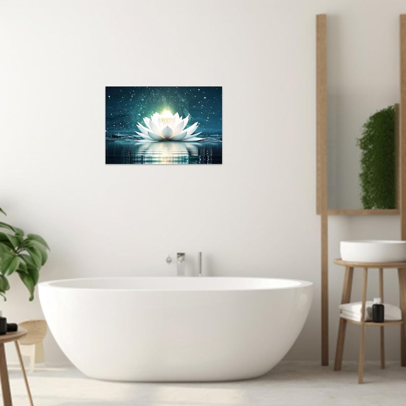 CCWACPP Zen Wall Art - White Lotus Canvas Painting - Image 4