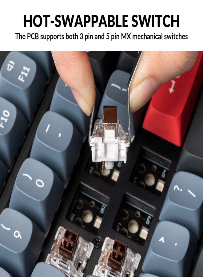 Keychron V6 Wired Custom Mechanical Keyboard Knob Version, Full-Size QMK/VIA Programmable with Hot-swappable Keychron K Pro Brown Switch Compatible with Mac Windows Linux (Frosted Black-Translucent) - Image 2