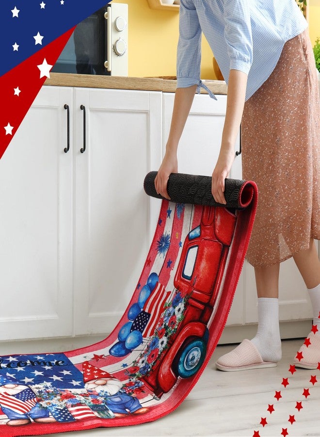 Maasechs 3 Pcs 4th of July Patriotic Kitchen Rugs and Mats Set Non Slip Memorial Day Star Floor Mats Red White Blue Americana Flag Gnome Rugs 250th Anniversary Independence Day Decor for Kitchen Home - Image 2