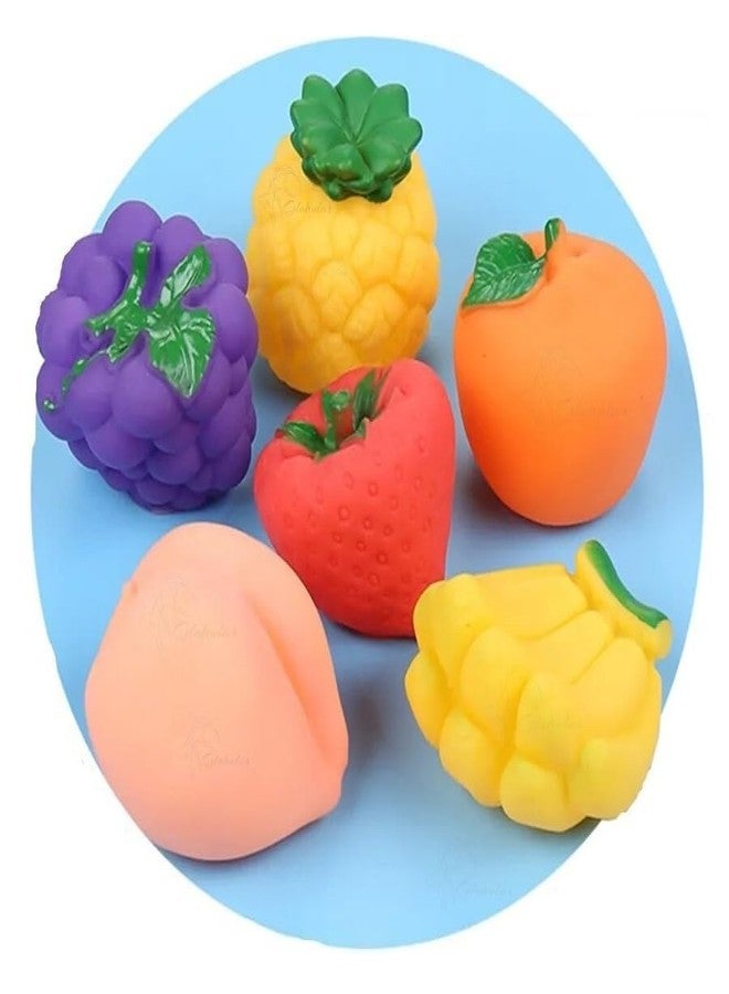 Globular New 6pcs/lot Baby Bath Toys Fruits Kids Bathroom Water Play Toy Rubber Squeeze Float Sounding Dabbling Toys Children Bathtub Toy - Image 4