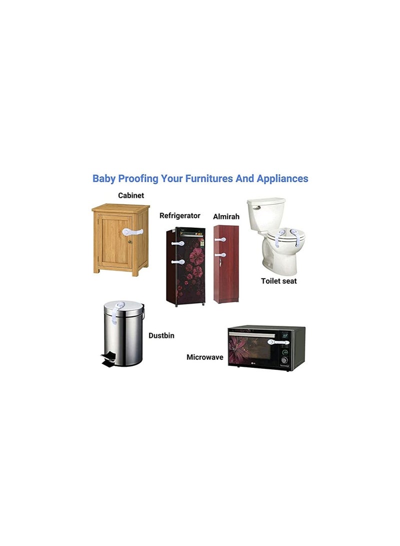 KidDough Furniture Safety Locks for Kids (21x5cm White) - 10 Pcs - Image 2