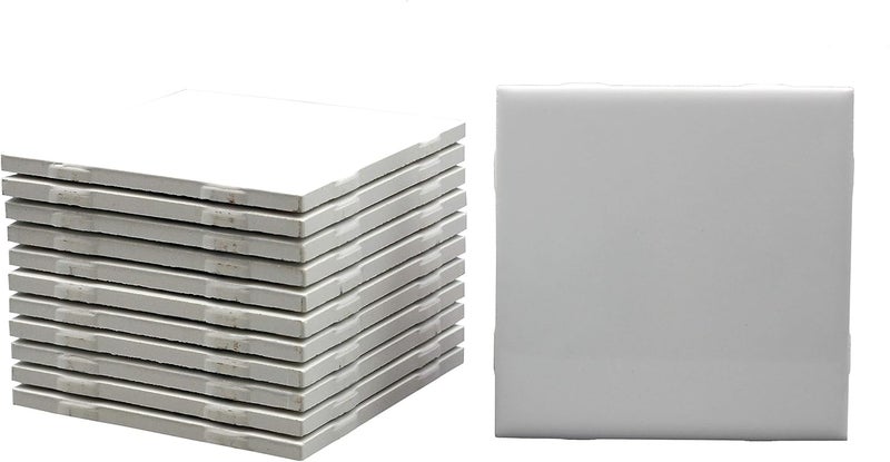 Creative Hobbies 12 Pack of Glossy White Glazed Ceramic Tiles for Alcohol Ink Painting, Decorating, Arts & Crafts, 4.25 x 4.25 Inch Square, Ready-to-Paint Ceramics - Image 2