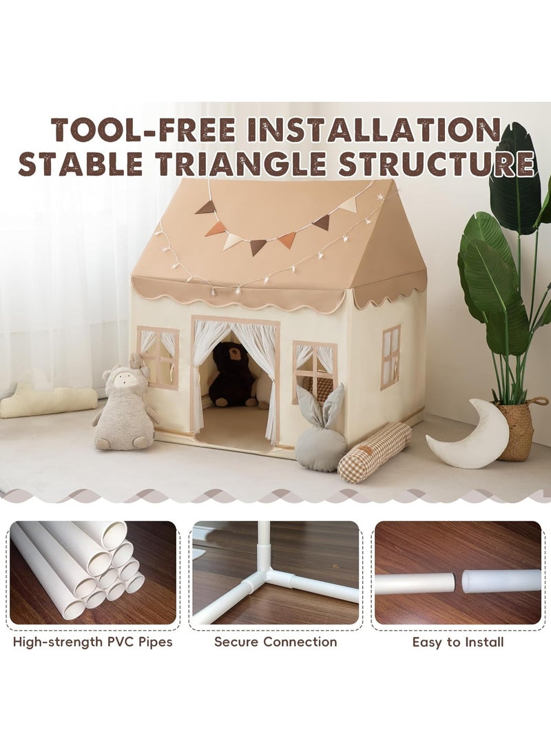 WALALLA Kids Play Tent with LED Star String, Decorating Flag, Machine Washable Large Playhouse, Indoor and Outdoor Play Tent for Kids - Image 4