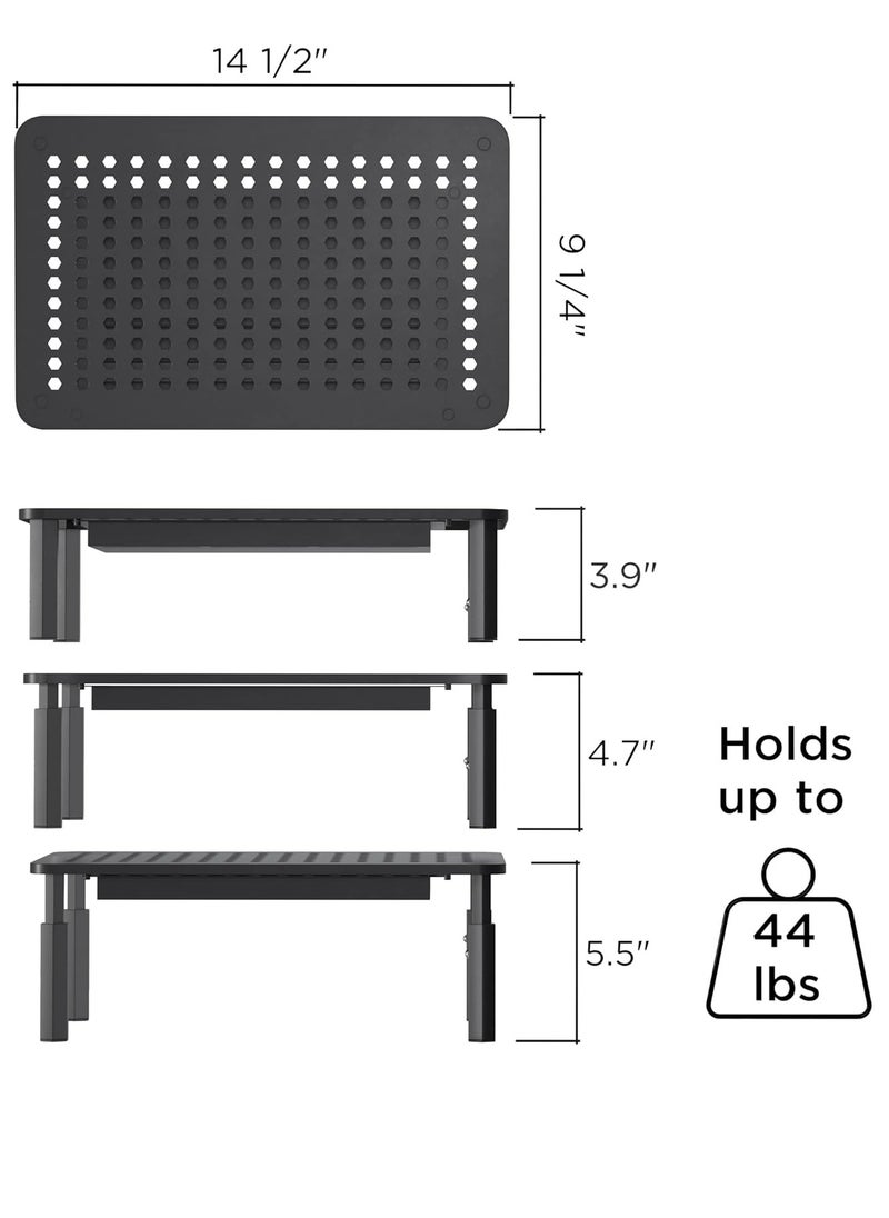 Arabest - Back Saver Monitor Stand for Desk,2 Pack Monitor Riser with Drawer,Less Pain & Peak Productivity with Anti Skid Mesh Metal Computer Stand for Laptop, Printer & iMac - Image 1
