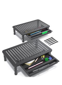 Arabest Back Saver Monitor Stand for Desk,2 Pack Monitor Riser with Drawer,Less Pain & Peak Productivity with Anti Skid Mesh Metal Computer Stand for Laptop, Printer & iMac  - Image 1