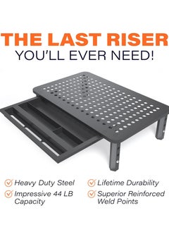 Arabest Back Saver Monitor Stand for Desk,2 Pack Monitor Riser with Drawer,Less Pain & Peak Productivity with Anti Skid Mesh Metal Computer Stand for Laptop, Printer & iMac  - Image 4