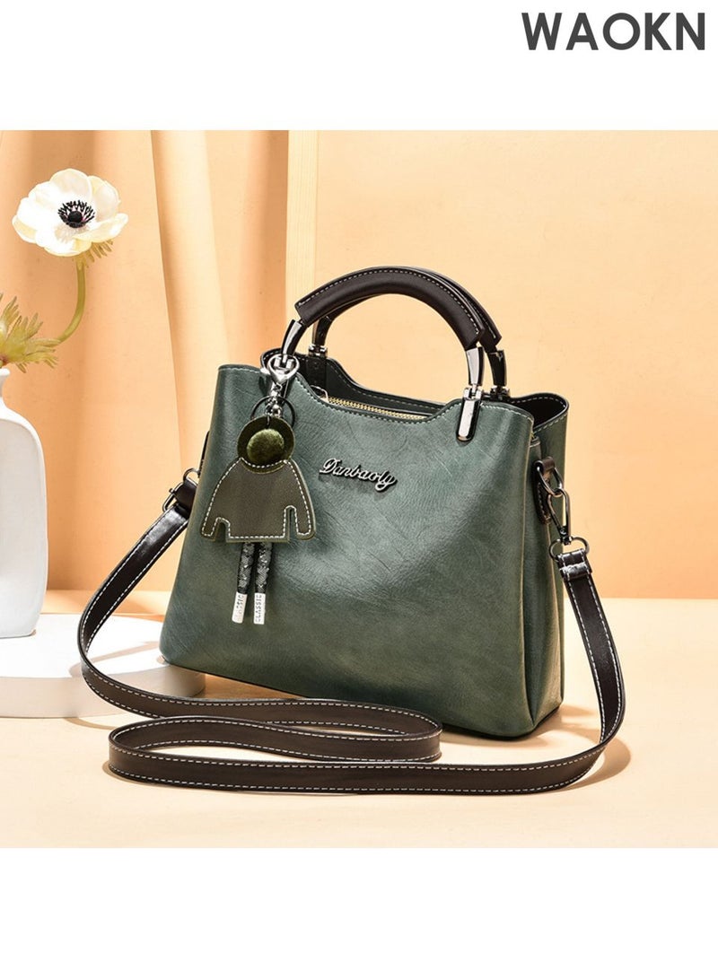 دبليو أيه أو كي أن حقيبة يد أنيقة بتصميم كلاسيكي، مصنوعة من جلد عالي الجودة، تصميم فريد وعصري، سعة كبيرة، يمكن حملها على الكتف أو كحقيبة كروس بودي، مناسبة للنساء والأمهات والصديقات كهدية، مقاومة للماء، مناسبة للعمل والتسوق، تصميم للجنسين، لون أخضر. - Image 1
