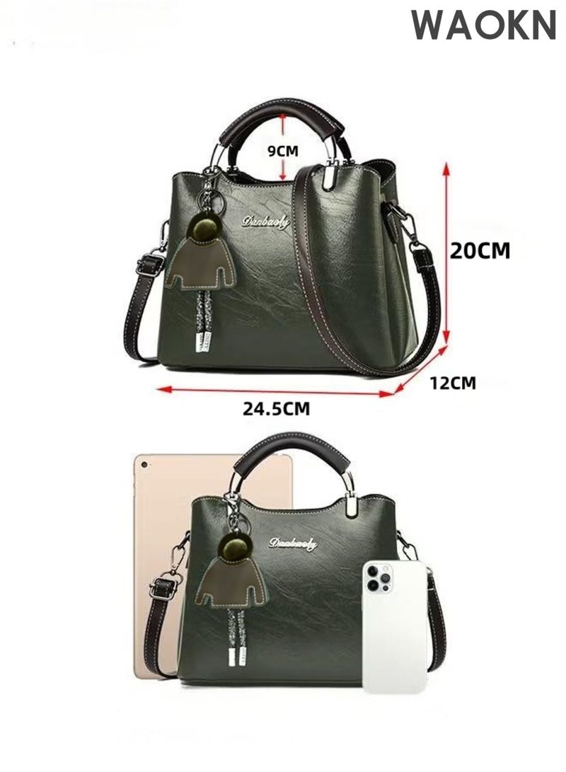 دبليو أيه أو كي أن حقيبة يد أنيقة بتصميم كلاسيكي، مصنوعة من جلد عالي الجودة، تصميم فريد وعصري، سعة كبيرة، يمكن حملها على الكتف أو كحقيبة كروس بودي، مناسبة للنساء والأمهات والصديقات كهدية، مقاومة للماء، مناسبة للعمل والتسوق، تصميم للجنسين، لون أخضر. - Image 2