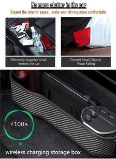 Occuwzz Large Capacity Car Seat Gap Filler with Fast Charging Convenient Wireless Charger and Storage Box Cup Holder USB Car Accessories for Automotive Interior  - Image 5
