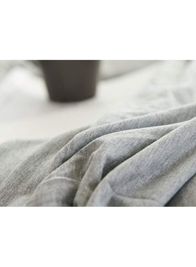 H HOUSEHOLD 100% Cotton Jersey Knit Fitted Bedding Sheet Set 3 Piece, King Size Fitted Sheet and 2 Pillow Cases (Grey King)  - Image 4