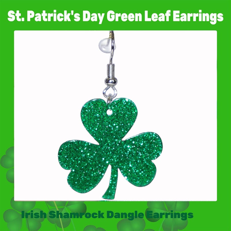 DMLBC Women Adult Green Shamrock Dangle Earrings,Green Leaf Earrings for Women,Irish Shamrock Acrylic Dangle Earrings,St. Patrick's Day Adult Accessories Irish Good Luck Clover Earrings - Image 3