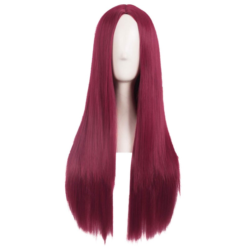 MapofBeauty MapofBeauty 28 Inch70 cm Women Special Natural Long Straight Synthetic Wig Red