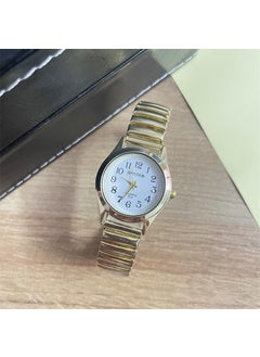 Elastic Digital Watch for Elderly Water-Resistant Fashion GiftWomen's gold-belt white-flour watch Women's gold-belt white-flour watch