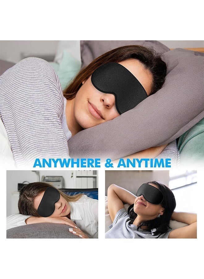 QIRRA 3D Sleep Eye Mask – Soft & Breathable Contoured Eye Cover for Side Sleepers, 100% Light Blocking, Adjustable Strap for Yoga, Travel, Nap – Black - Image 4