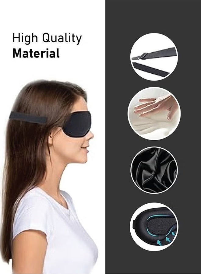 QIRRA 3D Sleep Eye Mask – Soft & Breathable Contoured Eye Cover for Side Sleepers, 100% Light Blocking, Adjustable Strap for Yoga, Travel, Nap – Black - Image 3
