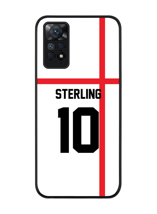 Stylizedd Rugged Black edge case for Redmi Note 11 4G/Redmi Note 11S Slim fit Soft Case Flexible Rubber Edges Anti Drop TPU Gel Thin Cover - Football Team - England Player Name - Sterling - Image 1