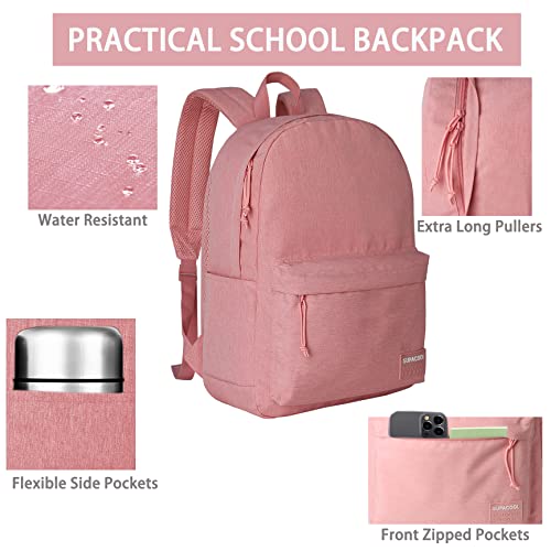 SUPACOOL Casual Laptop Backpack for Men and Women, Backpack for College, USB Charging Port, Lightweight Pack Back(Pink) - Image 5
