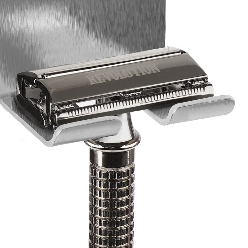 Linkidea 2 Pack Wall Mount Shaver Holder for Shower, Self Adhesive Hook Hanger Stand, Bathroom Wall Mounted Razor Holder Compatible with Vikings, Merkur Double Edge Safety Razor - Image 4