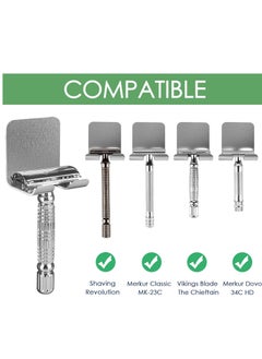 Linkidea Linkidea 2 Pack Wall Mount Safety Razor Holder for Shower, Self Adhesive Shaver Hook Hanger Stand, Bathroom Wall Mounted Razor Holder Compatible with Vikings, Merkur Double Edge Safety Razor  - Image 5