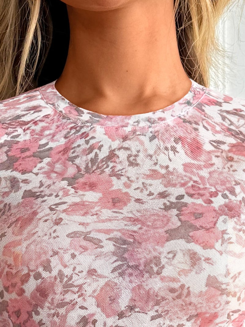 Dealmore Womens Mesh Sheer Lace Going Out Slim Fitted See Through Tops Spring Fashion Clothes 2026 Outfits Cream L - Image 5
