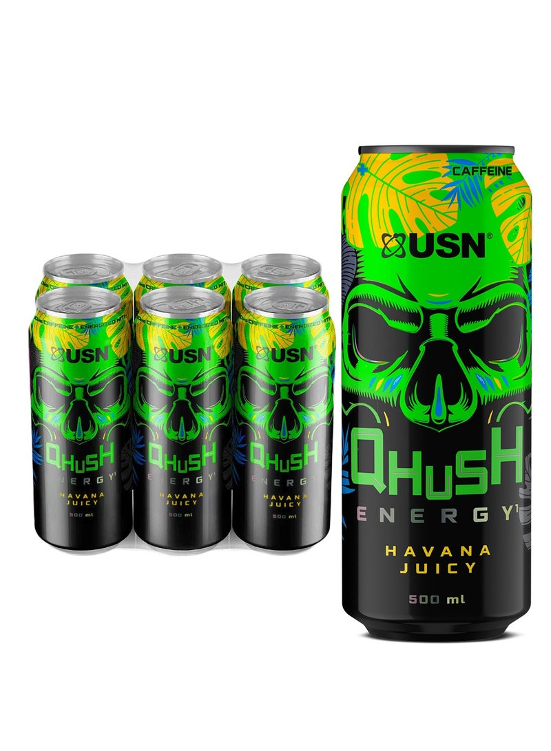 USN Qhush Havana Energy Drink 500Ml Pack Of 6 - Image 1