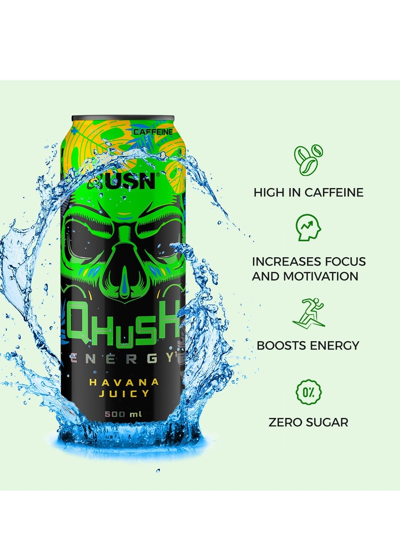 USN Qhush Havana Energy Drink 500Ml Pack Of 6 - Image 2