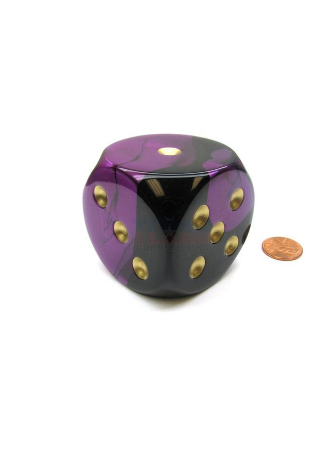 Chessex Dice Black and Purple Gemini With Gold Pips 50mm (2in) D6 Die Chessex  - Image 1