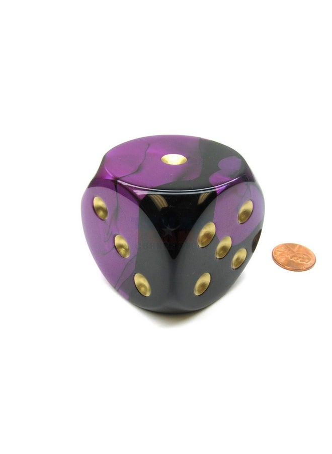 Chessex Dice Black and Purple Gemini With Gold Pips 50mm (2in) D6 Die Chessex  - Image 2