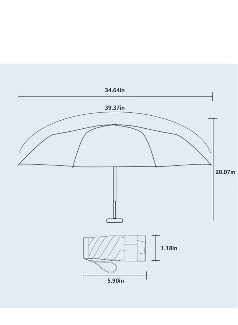 Mini Umbrella with Capsule Case Sunshine UPF50 for Rainy and Sunny Days Dark Black - Image 2