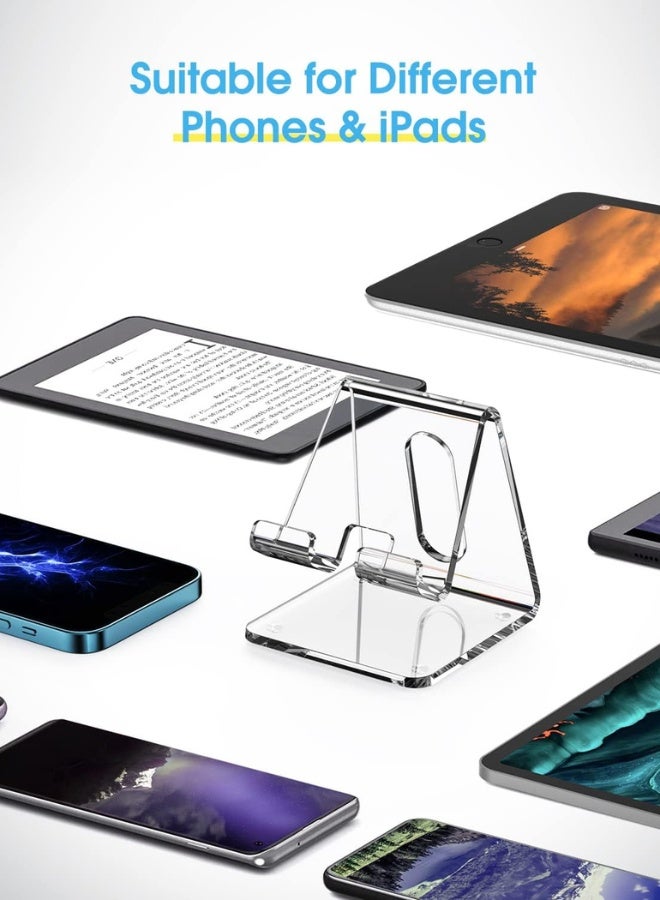 Acrylic Cell Phone Stand, Portable Phone Holder, Clear Phone Stand for Desk, Compatible with Phone 12 Pro Max Mini 11 Xr 8 Plus SE, Switch, Android Smartphone, Pad, Desk Accessories - Image 4