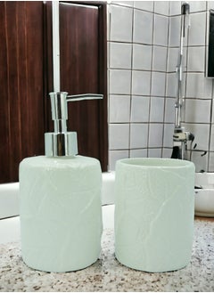BABAZAM 2 Pieces Bathroom Accessories Set Toothbrush Holder Lotion Liquid Soap Dispenser White 18.5x18x9cm  - Image 5