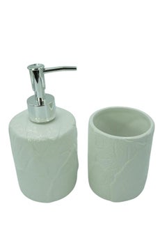 BABAZAM 2 Pieces Bathroom Accessories Set Toothbrush Holder Lotion Liquid Soap Dispenser White 18.5x18x9cm  - Image 4