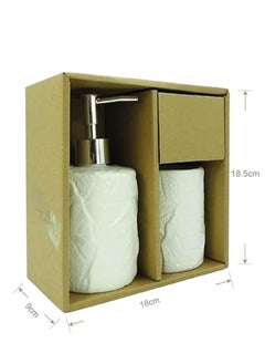 BABAZAM 2 Pieces Bathroom Accessories Set Toothbrush Holder Lotion Liquid Soap Dispenser White 18.5x18x9cm  - Image 1