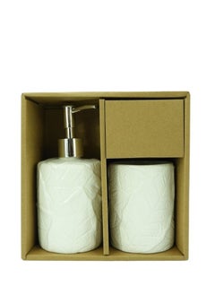 BABAZAM 2 Pieces Bathroom Accessories Set Toothbrush Holder Lotion Liquid Soap Dispenser White 18.5x18x9cm  - Image 2