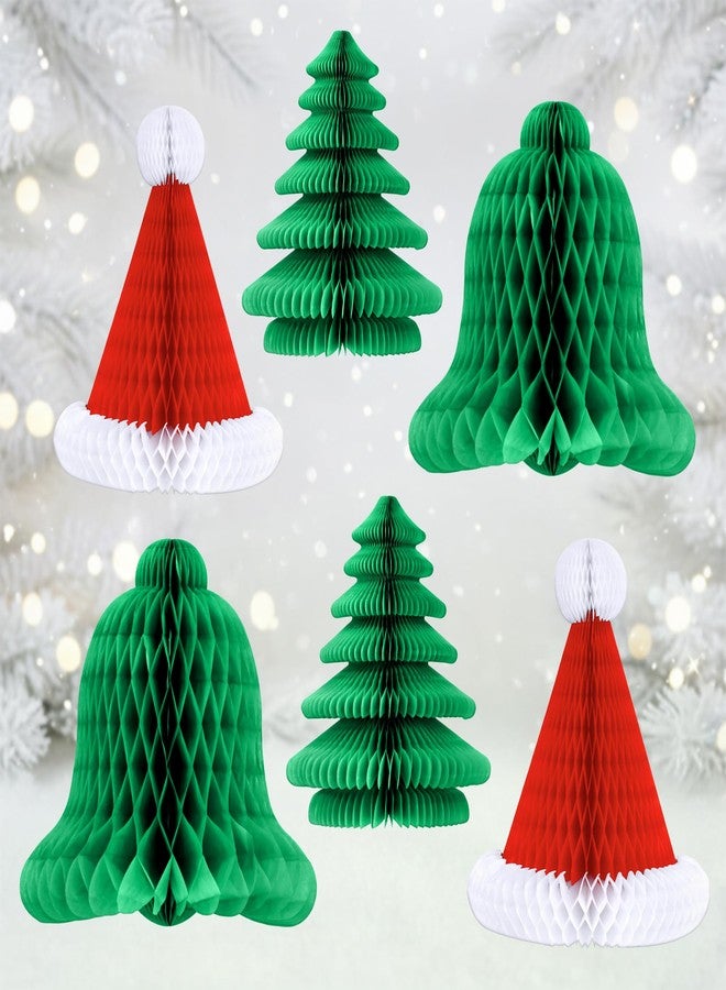 KatchOn, Christmas Hat and Tree Honeycomb - Pack of 6 | Christmas Table Centerpieces for Honeycomb Christmas Decorations Indoor | Hanging Christmas Decorations | Hanging Honeycomb Christmas Trees - Image 1