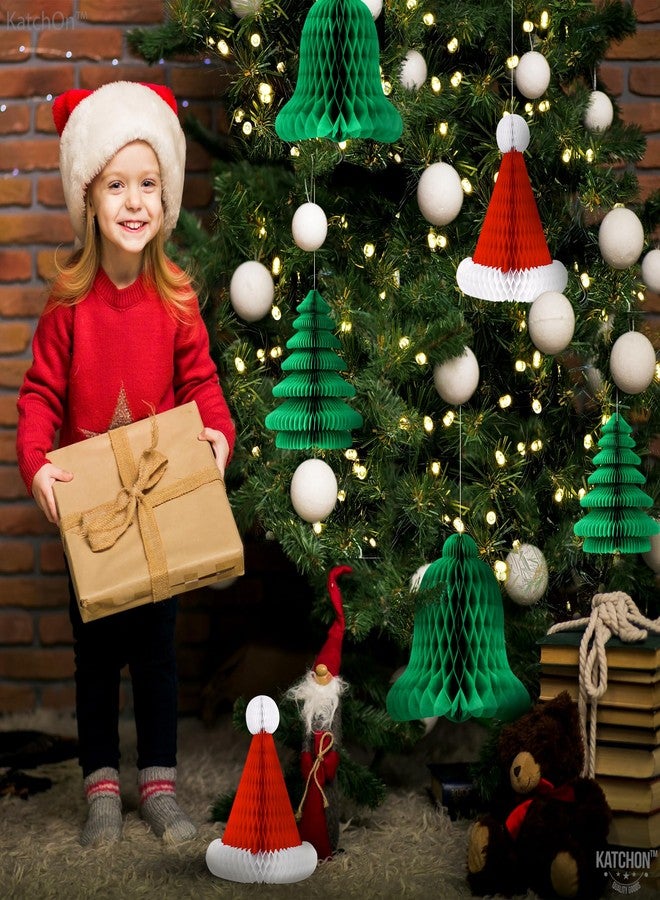 KatchOn, Christmas Hat and Tree Honeycomb - Pack of 6 | Christmas Table Centerpieces for Honeycomb Christmas Decorations Indoor | Hanging Christmas Decorations | Hanging Honeycomb Christmas Trees - Image 5
